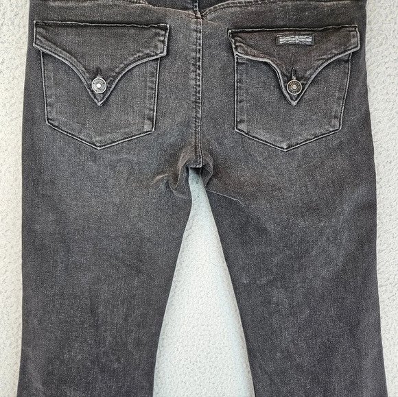 Hudson Womens Collin Black Midrise Bootcut Cropped Raw Hem  Distress Jeans sz 26 - Picture 10 of 15